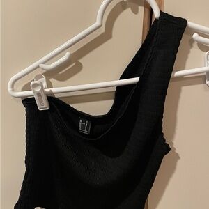 Forever 21 Black Knit One-Shoulder Top